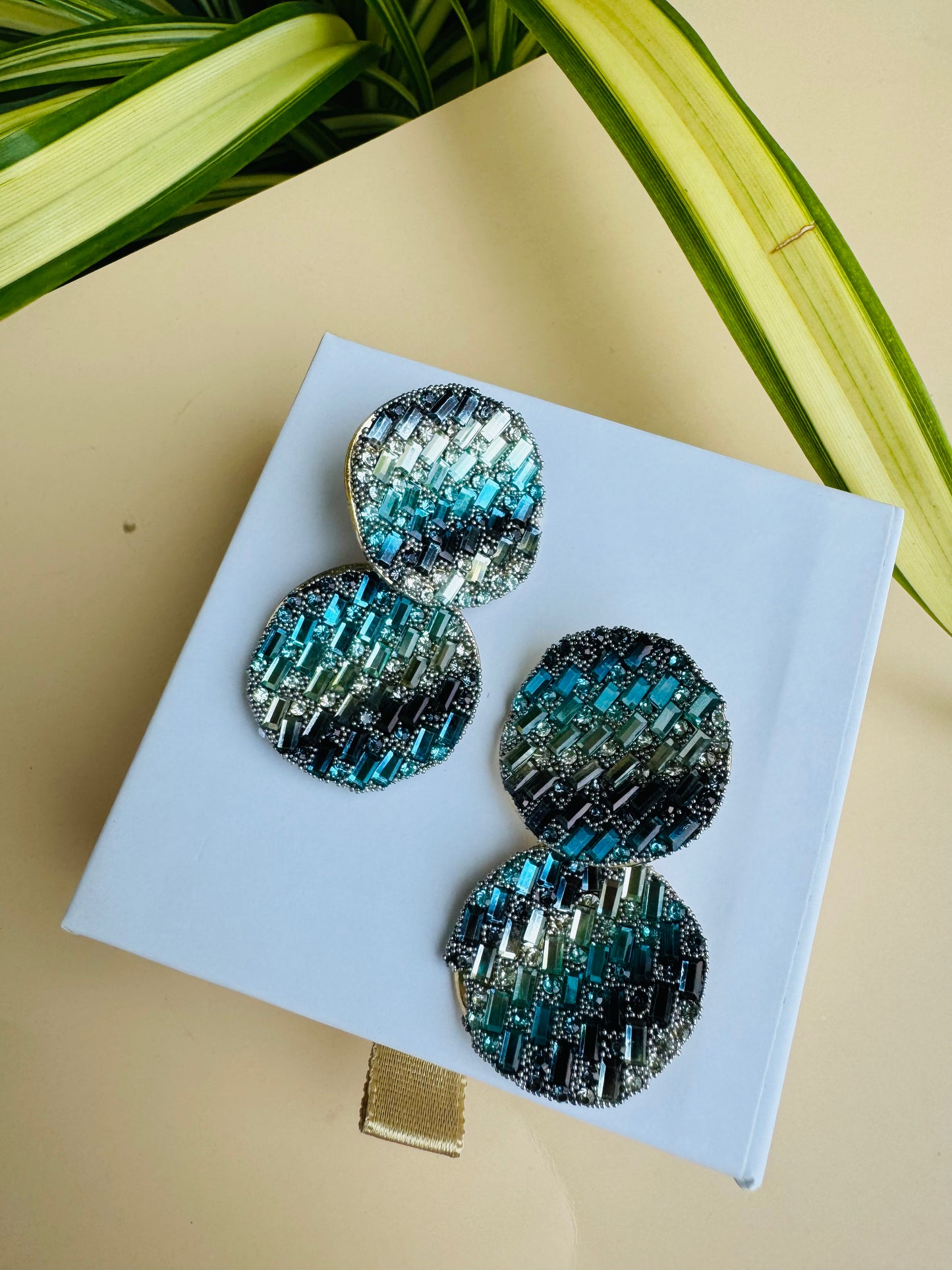 Shimmering blue crystal earrings
