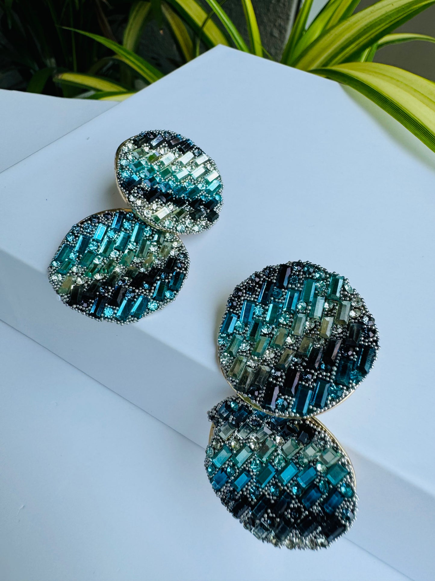 Shimmering blue crystal earrings