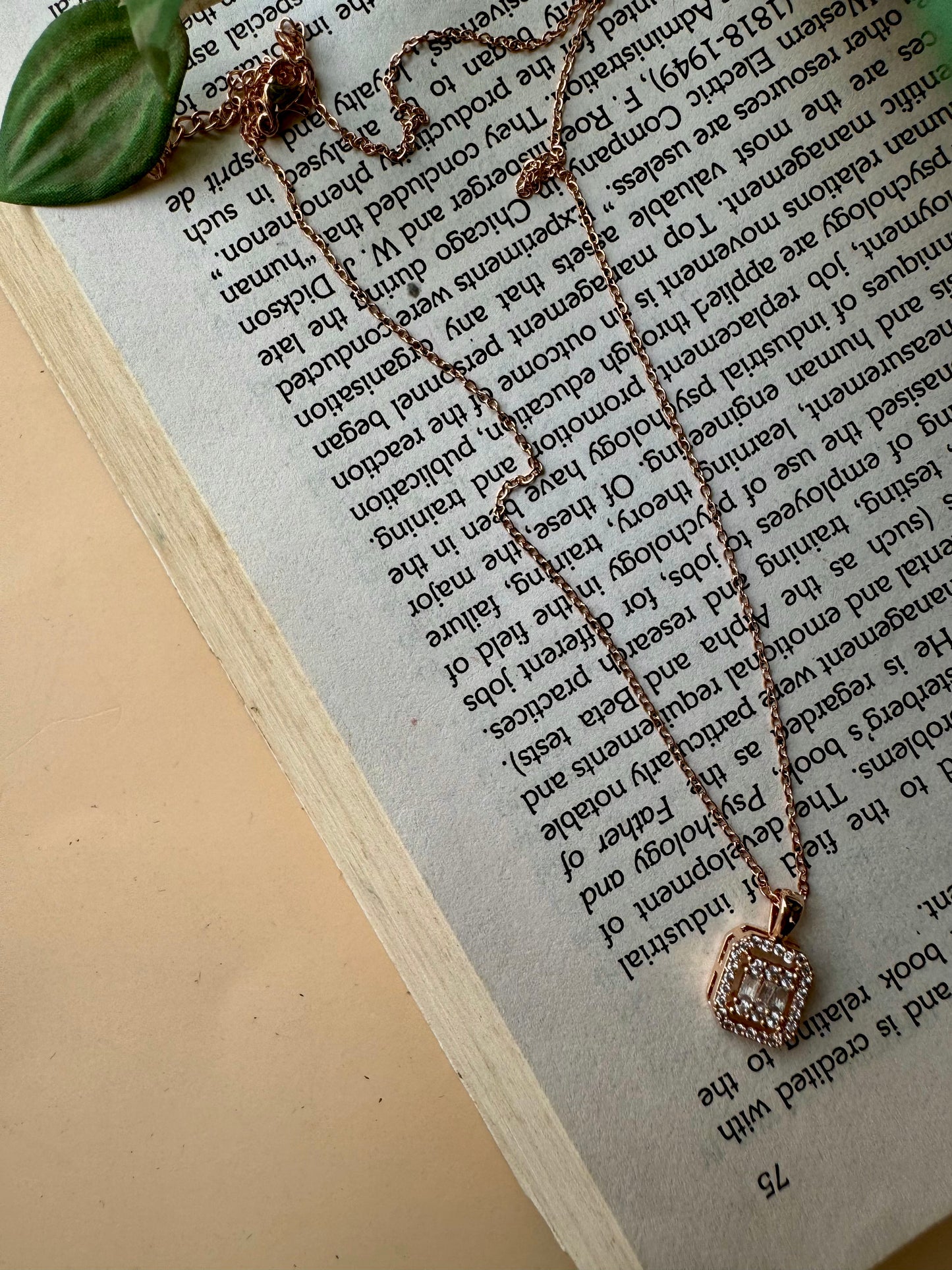 Modern dainty square pendant necklace.