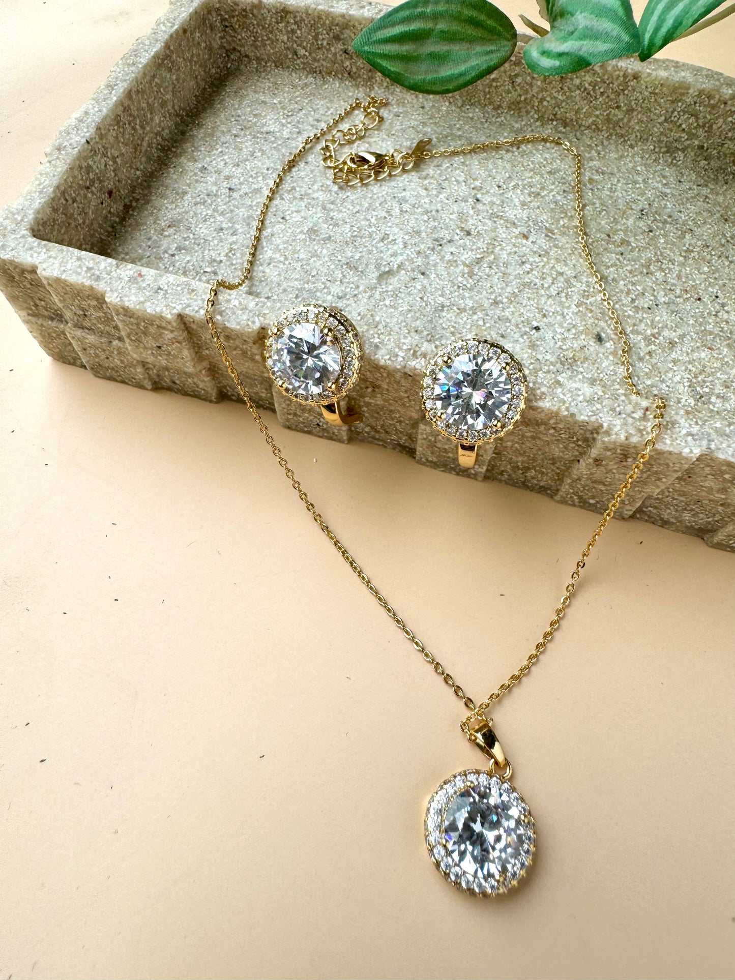 Dazzling Crystal Pendant and Earrings Set