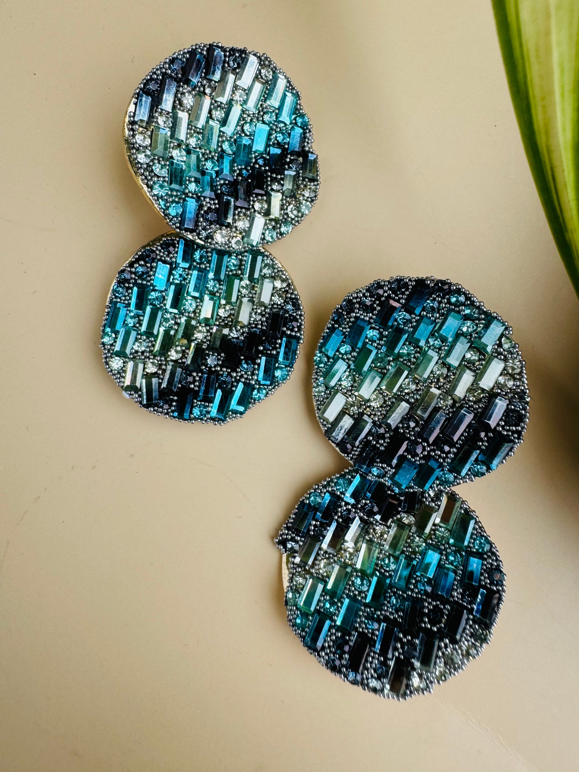 Shimmering blue crystal earrings
