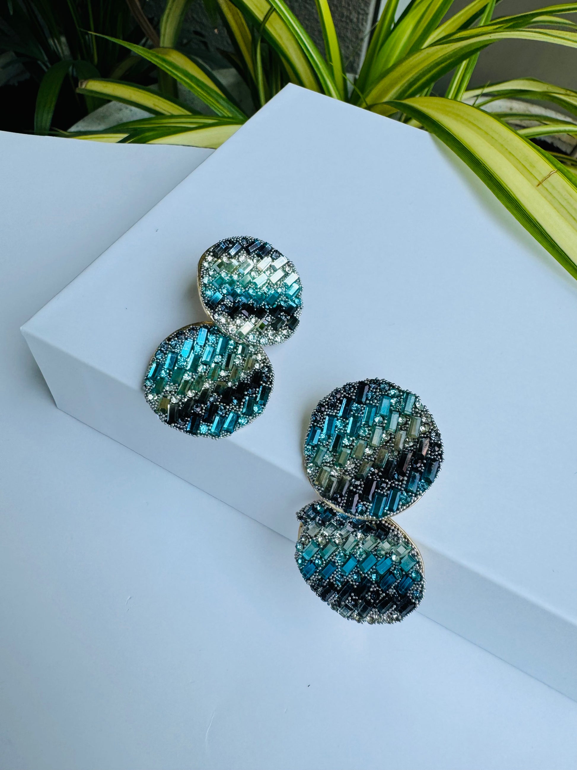 Shimmering blue crystal earrings