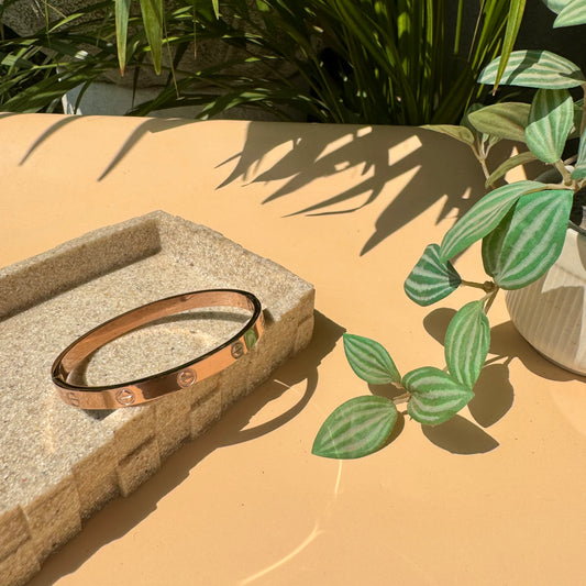 Cartier Love Bracelet in rose gold.
