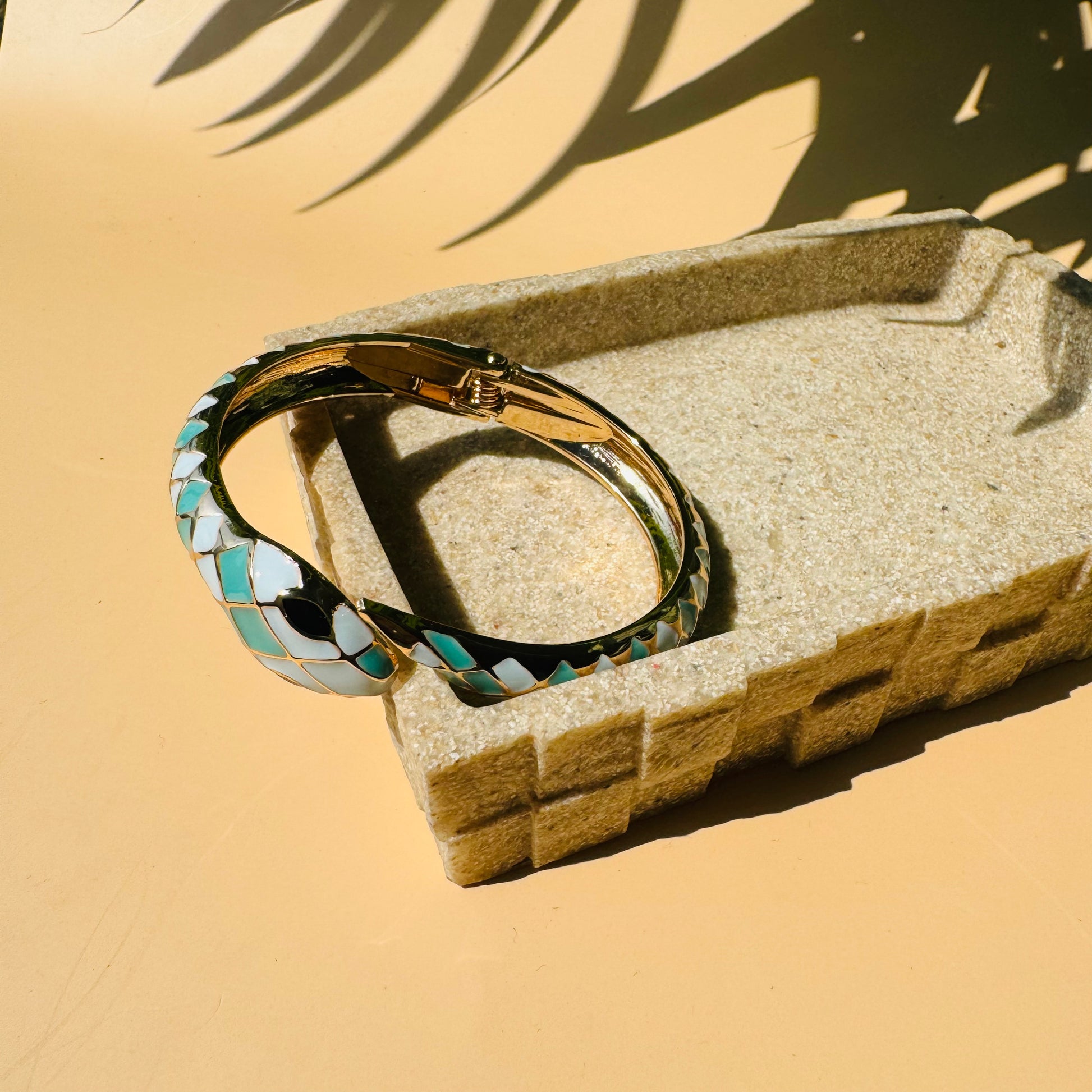 Snake-shaped enamel bangle.
