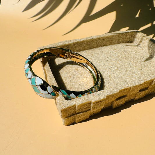 Snake-shaped enamel bangle.